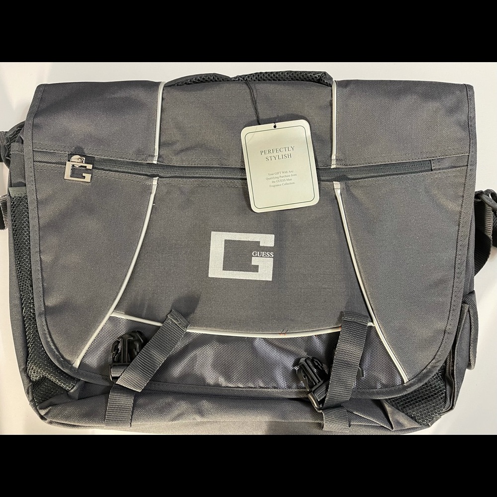 GUESS Man  Large Shoulder Grey Messenger Bag 20x3x14 NEW